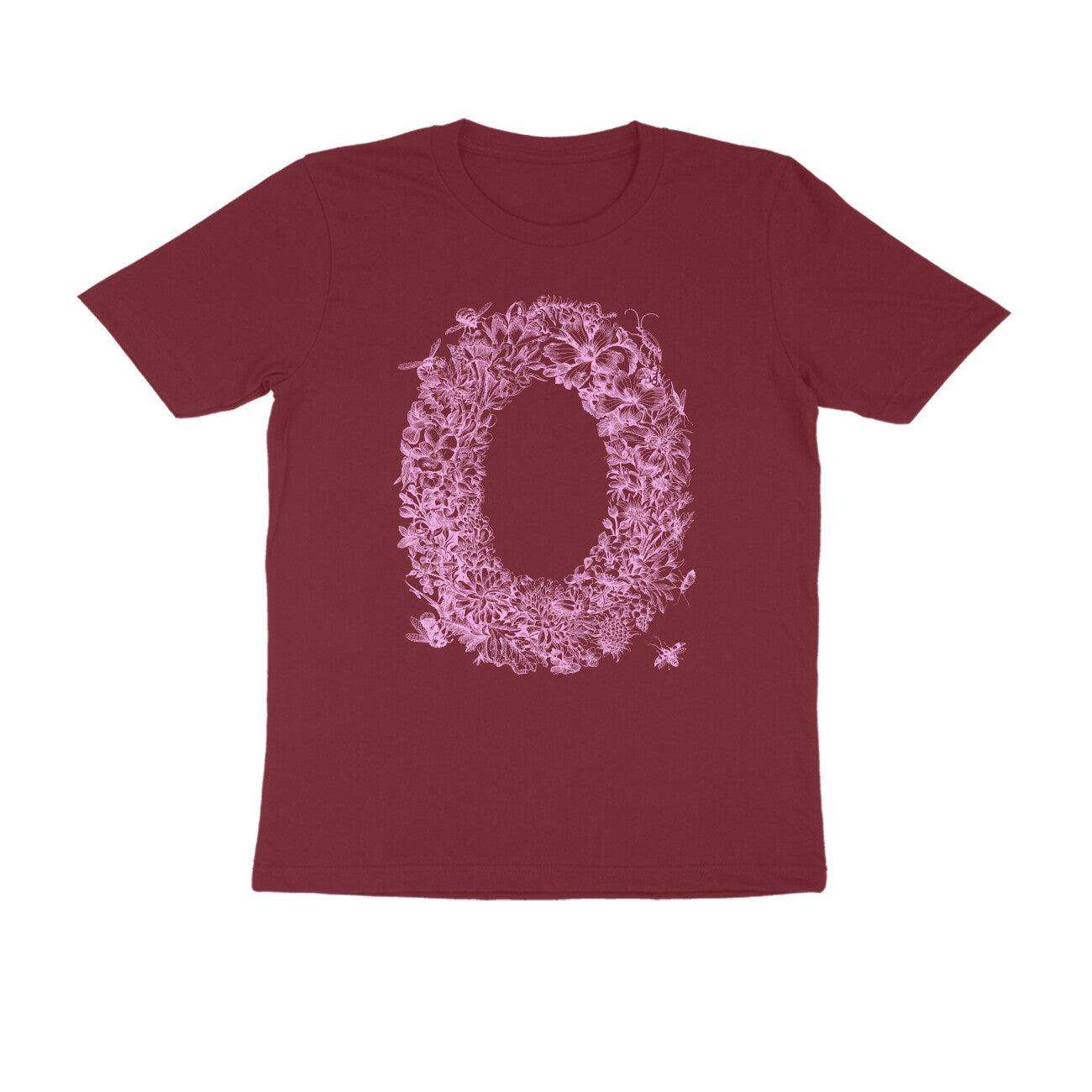 Half Sleeve Round Neck T-Shirt β Pink Flora puraidoprints