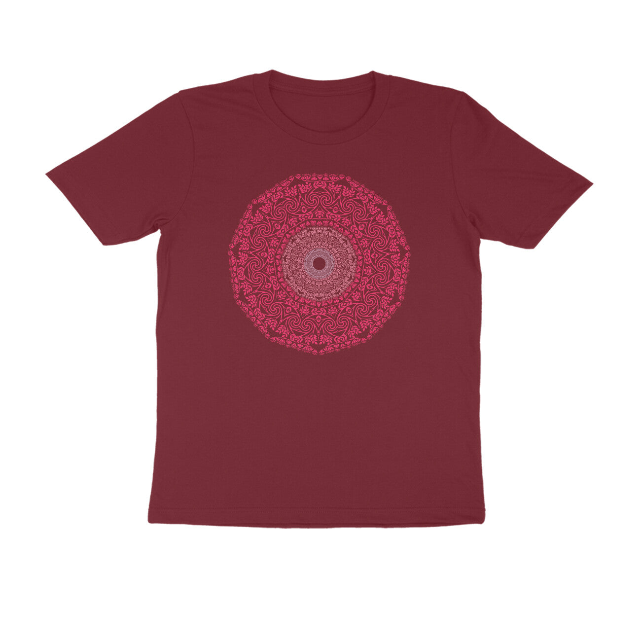 Half Sleeve Round Neck T-Shirt β Pink Mandala 4 puraidoprints