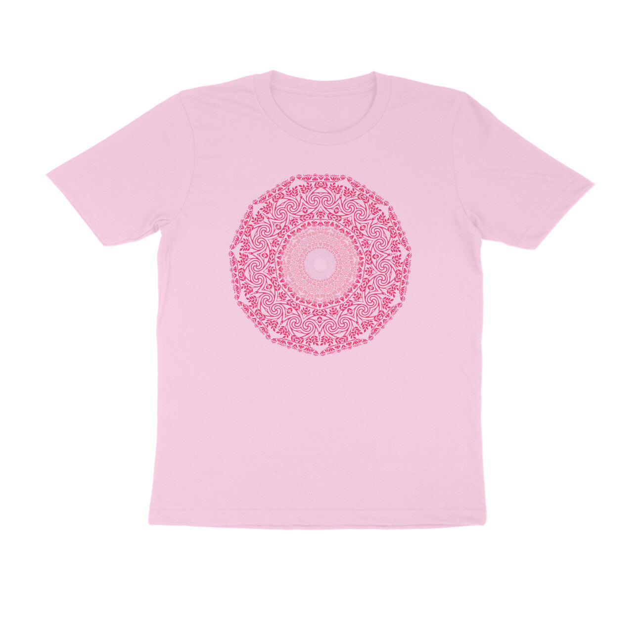 Half Sleeve Round Neck T-Shirt β Pink Mandala 4 puraidoprints