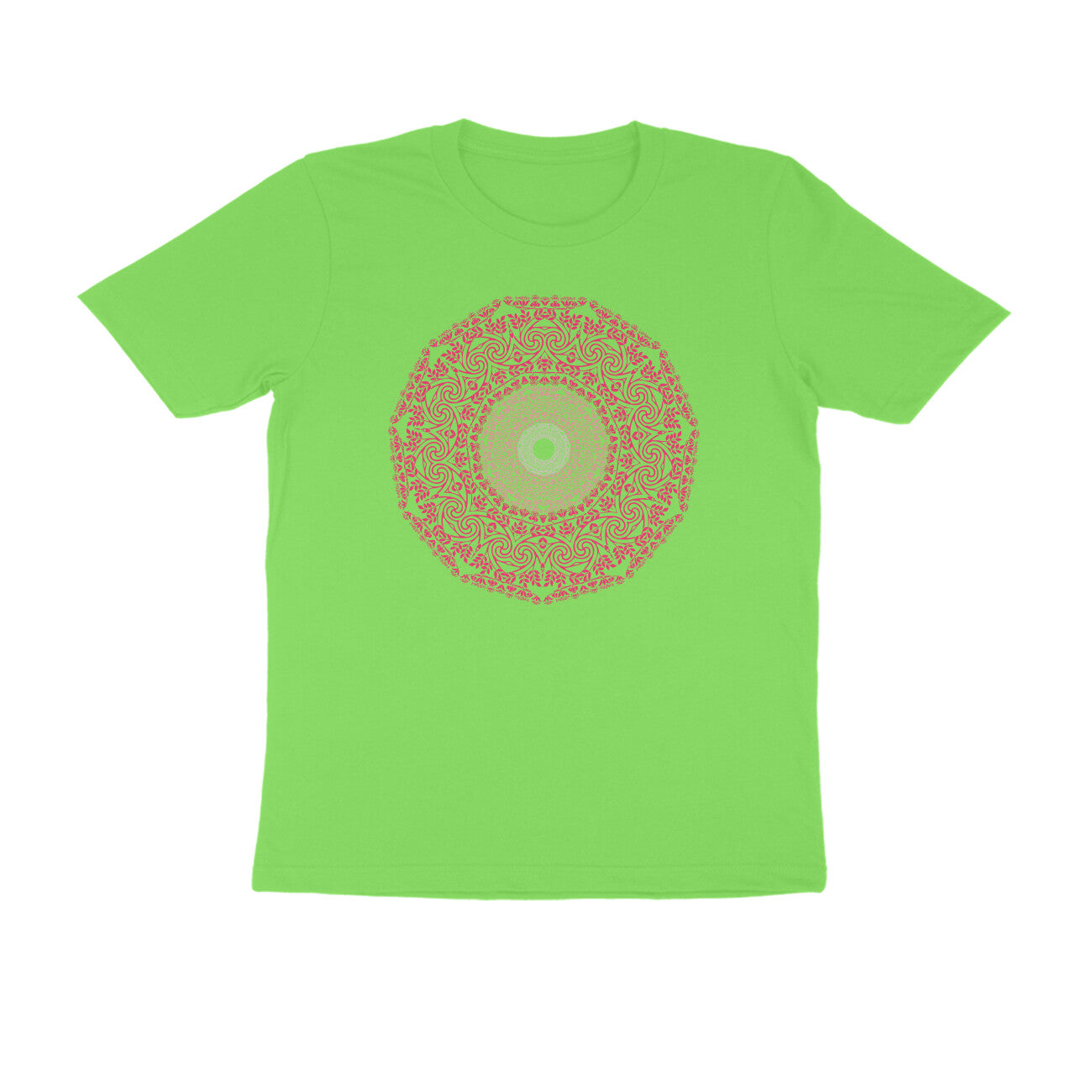 Half Sleeve Round Neck T-Shirt β Pink Mandala 4 puraidoprints