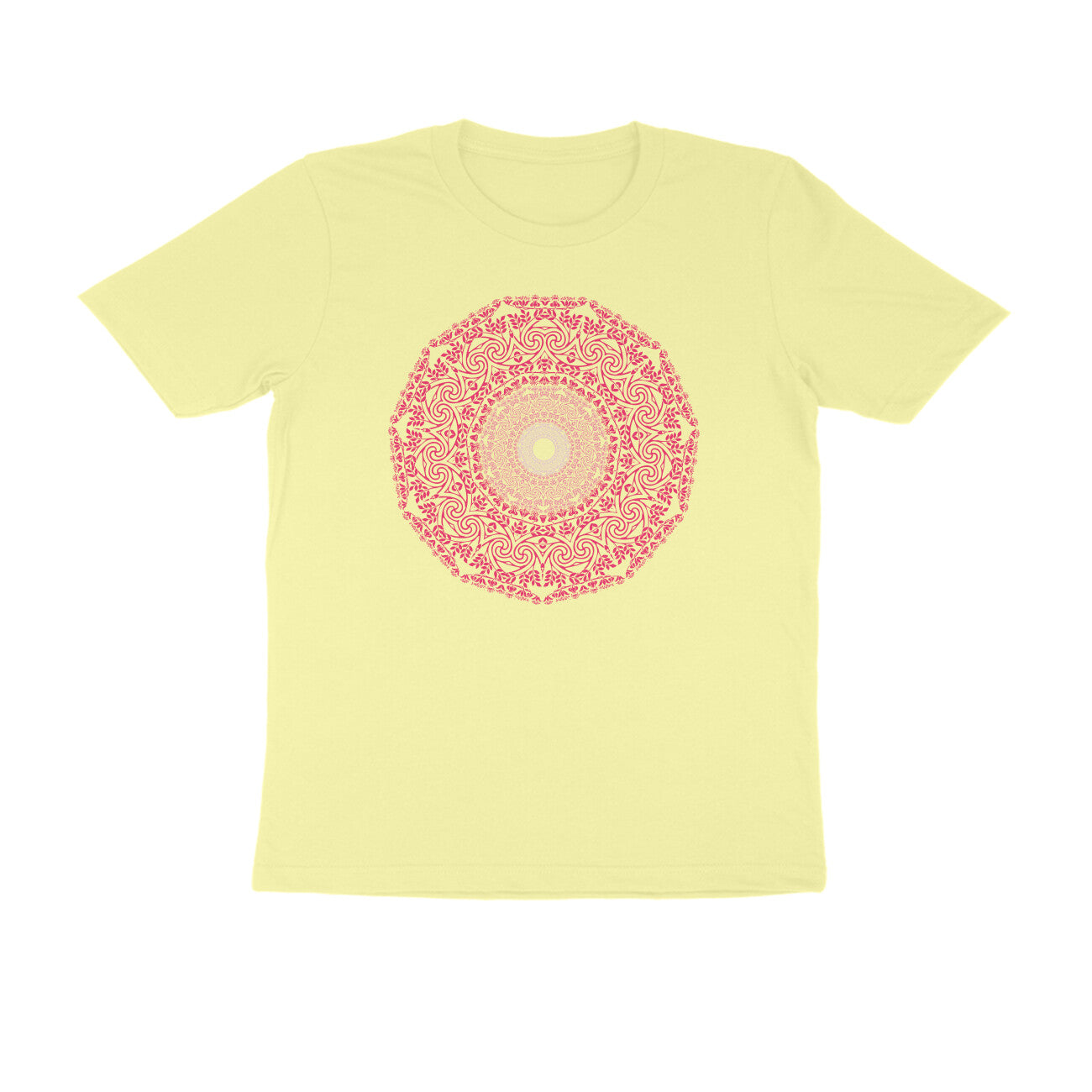 Half Sleeve Round Neck T-Shirt β Pink Mandala 4 puraidoprints