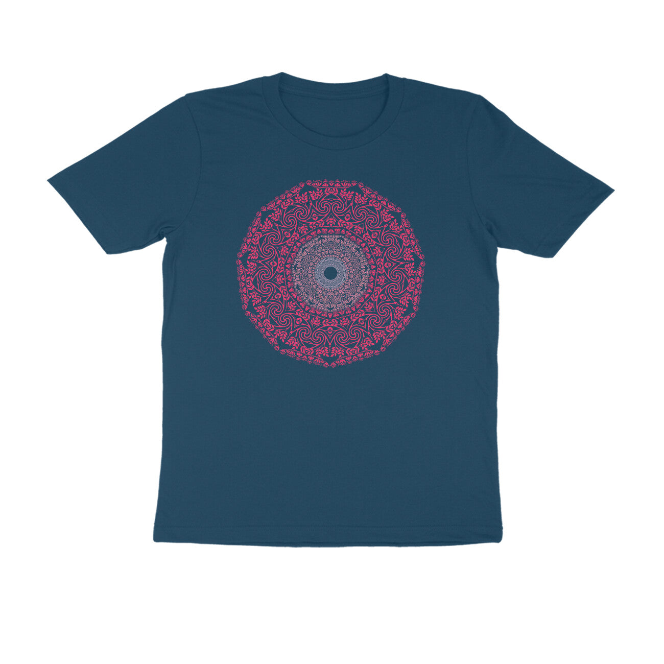 Half Sleeve Round Neck T-Shirt β Pink Mandala 4 puraidoprints