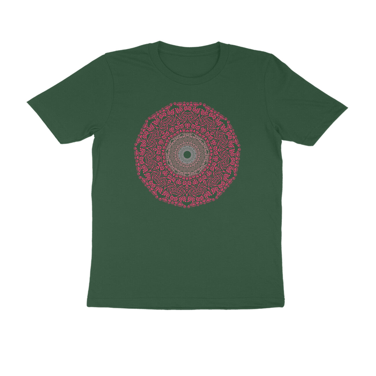 Half Sleeve Round Neck T-Shirt β Pink Mandala 4 puraidoprints