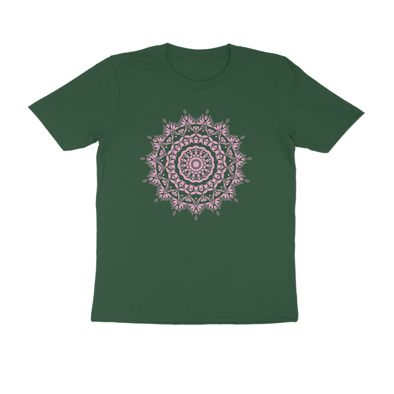 Half Sleeve Round Neck T-Shirt β Pink Mandala 5 puraidoprints