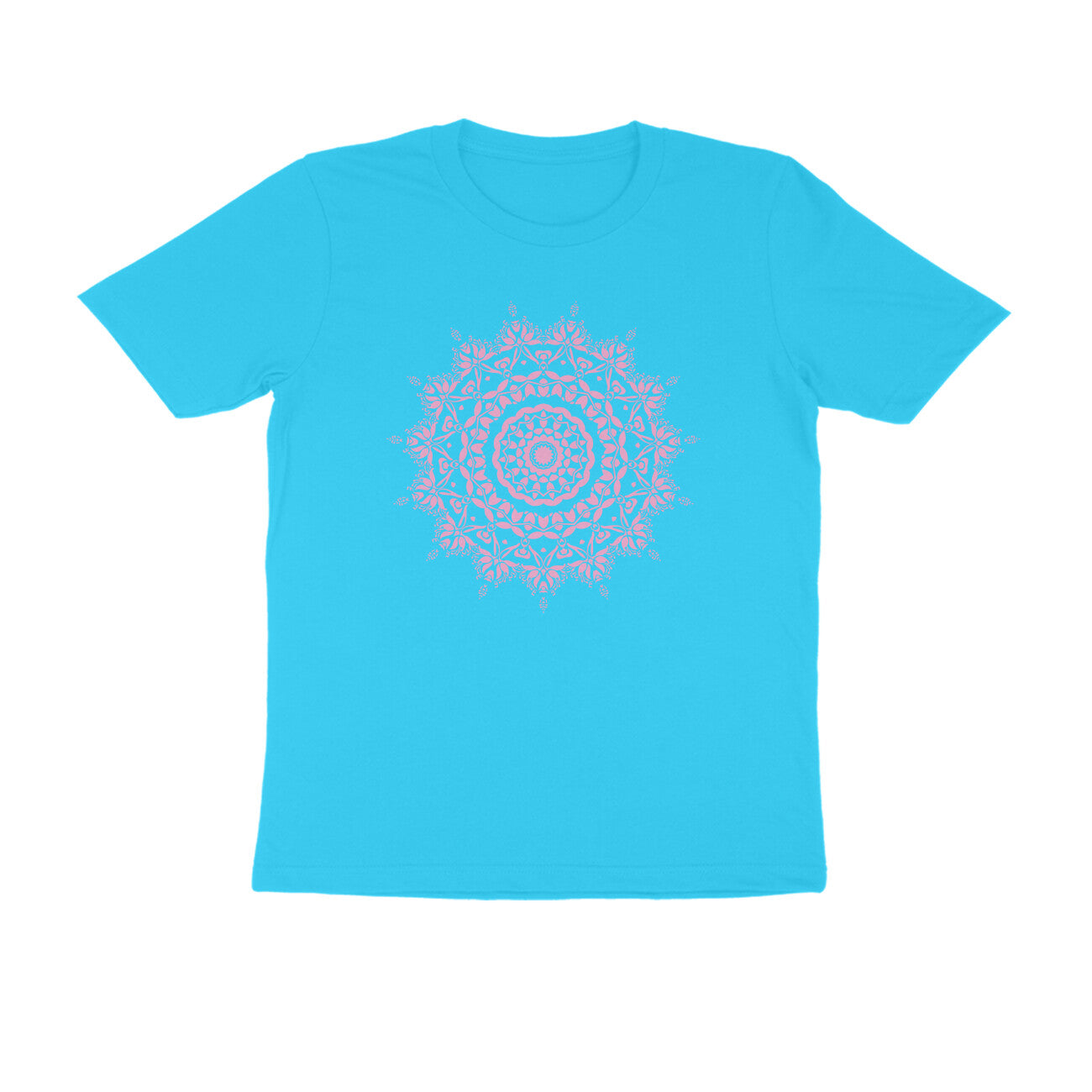 Half Sleeve Round Neck T-Shirt β Pink Mandala 5 puraidoprints