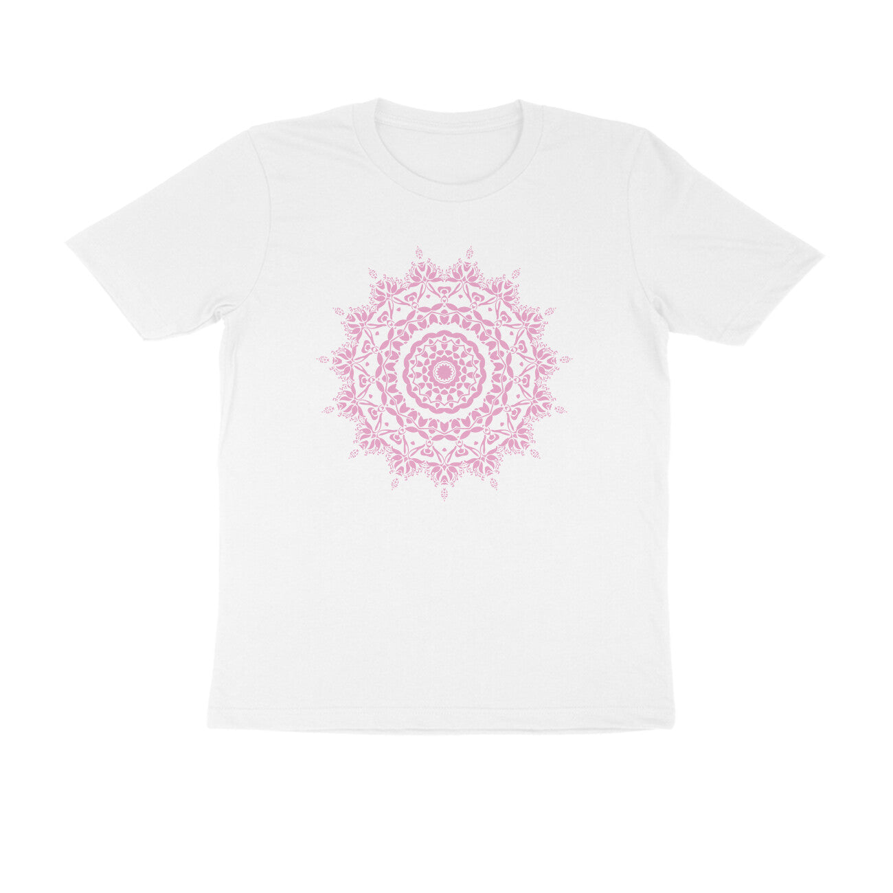 Half Sleeve Round Neck T-Shirt β Pink Mandala 5 puraidoprints