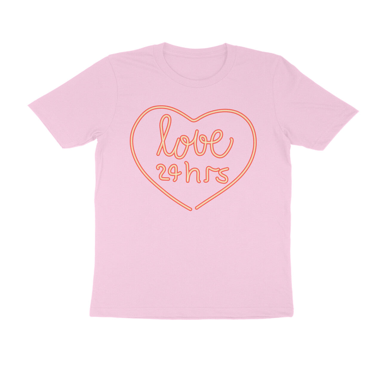 Half Sleeve Round Neck T-Shirt β Pink Text β Love 24 Hrs puraidoprints