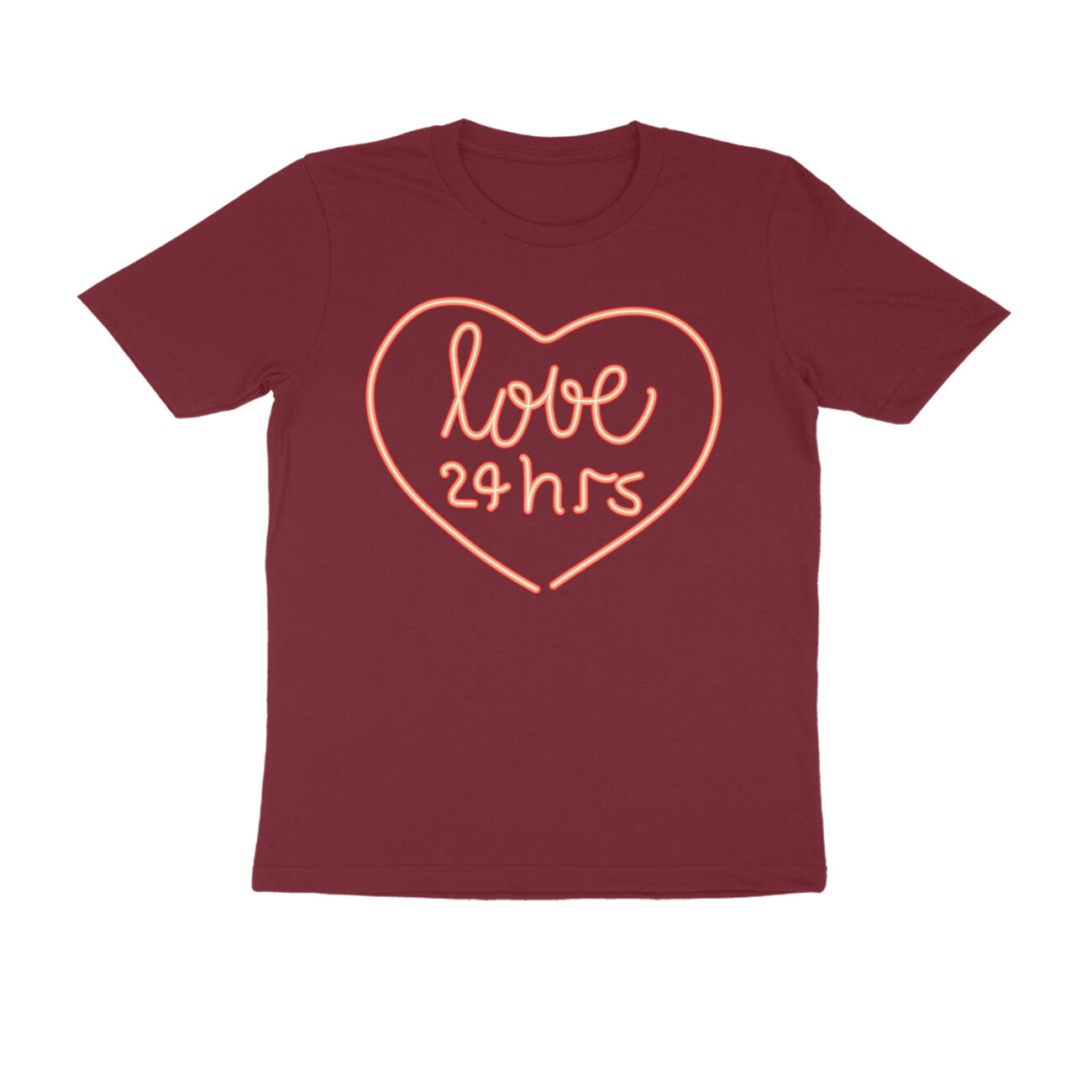 Half Sleeve Round Neck T-Shirt β Pink Text β Love 24 Hrs puraidoprints