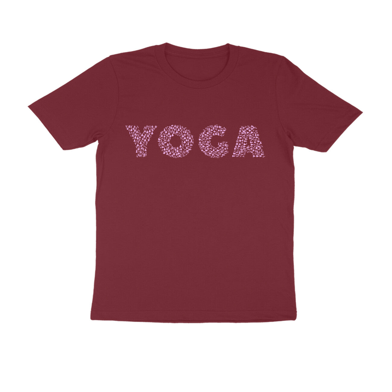 Half Sleeve Round Neck T-Shirt β Pink Text - Yoga puraidoprints
