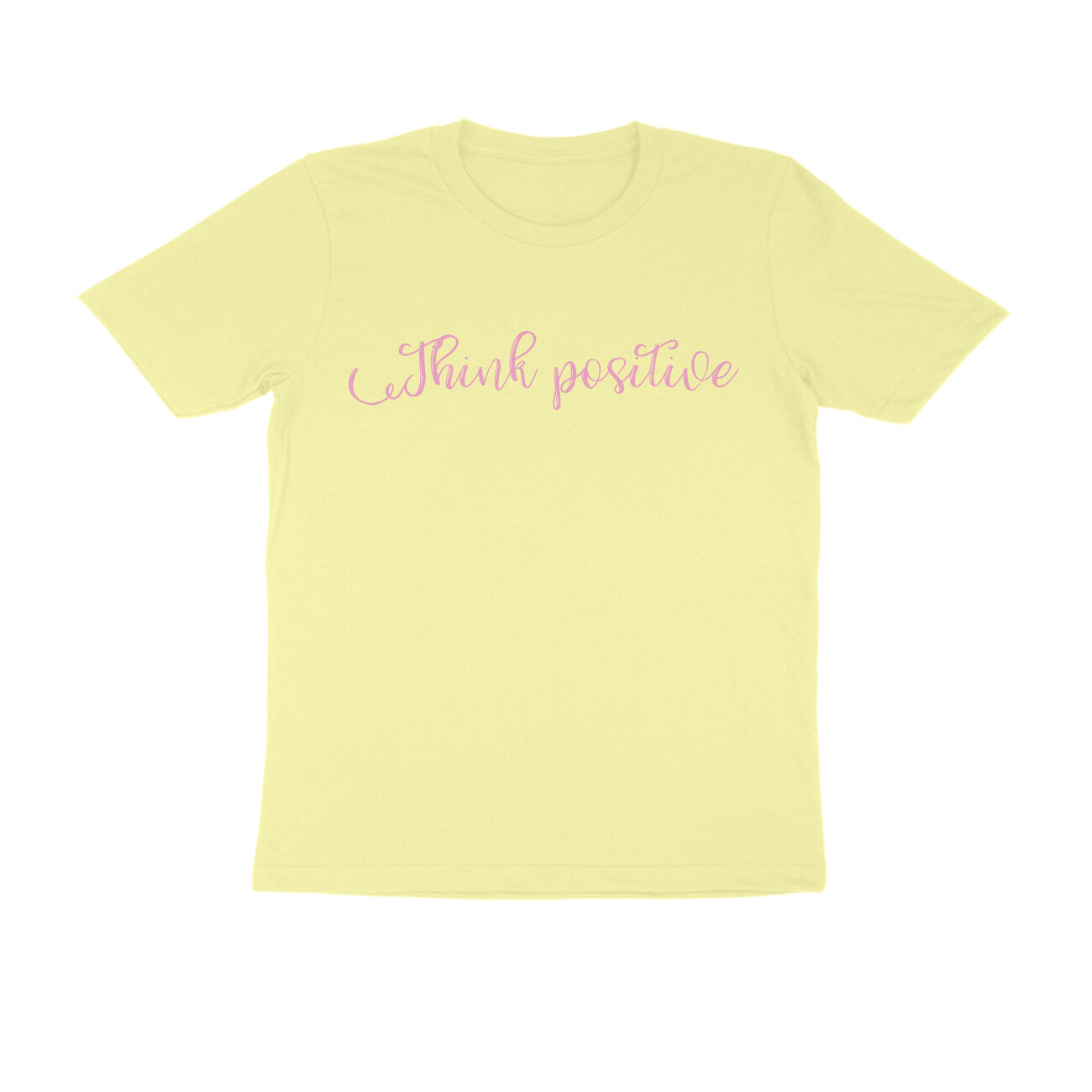 Half Sleeve Round Neck T-Shirt β Pink text - Think positive puraidoprints