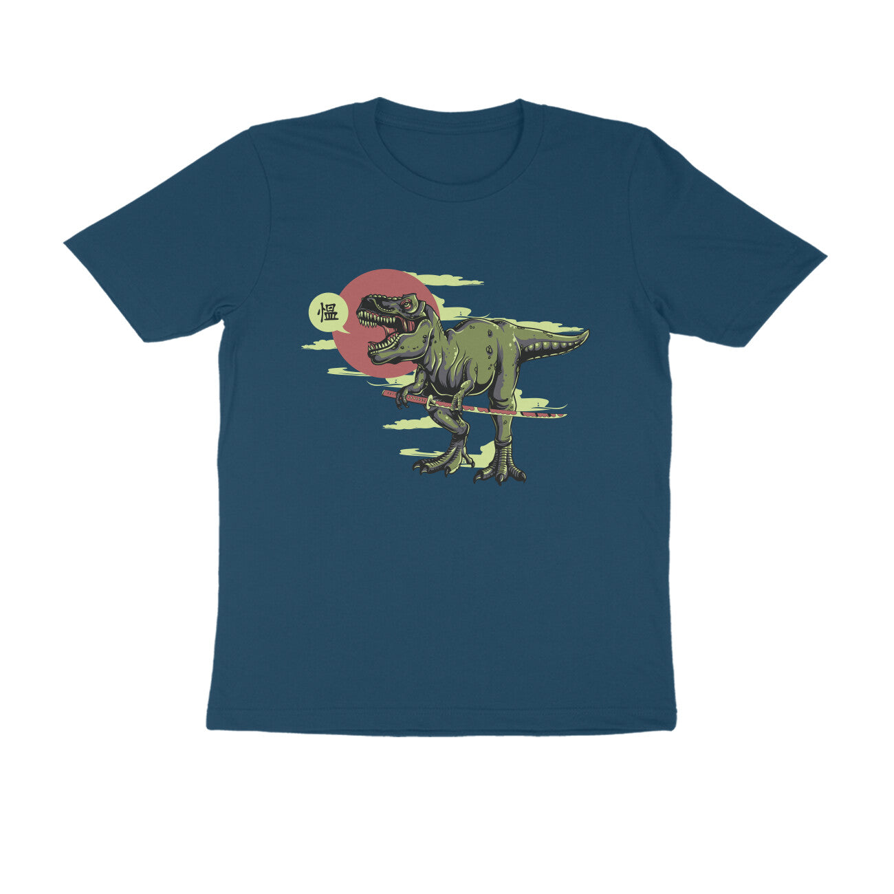 Half Sleeve Round Neck T-Shirt β T-rex Samurai 1 puraidoprints