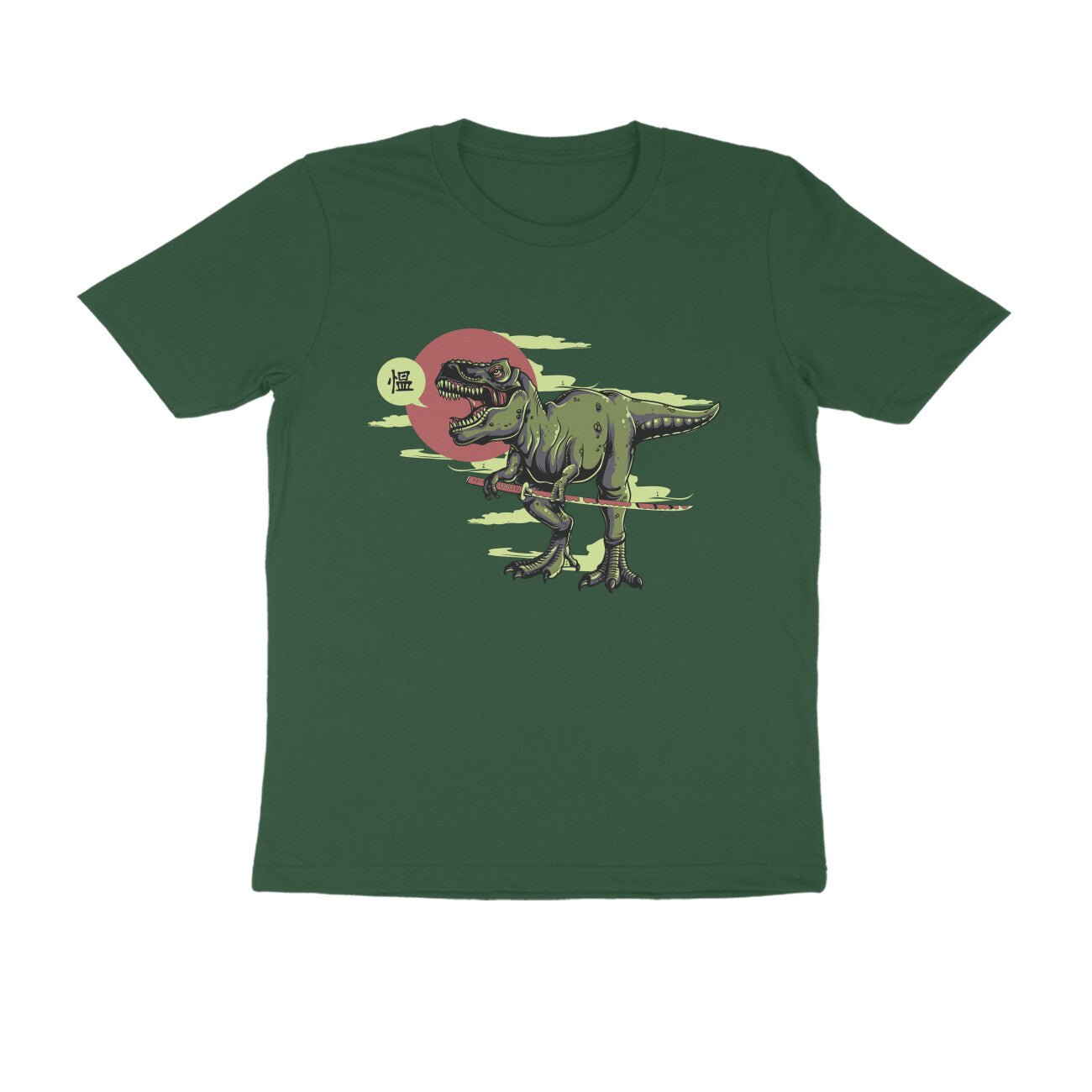 Half Sleeve Round Neck T-Shirt β T-rex Samurai 1 puraidoprints