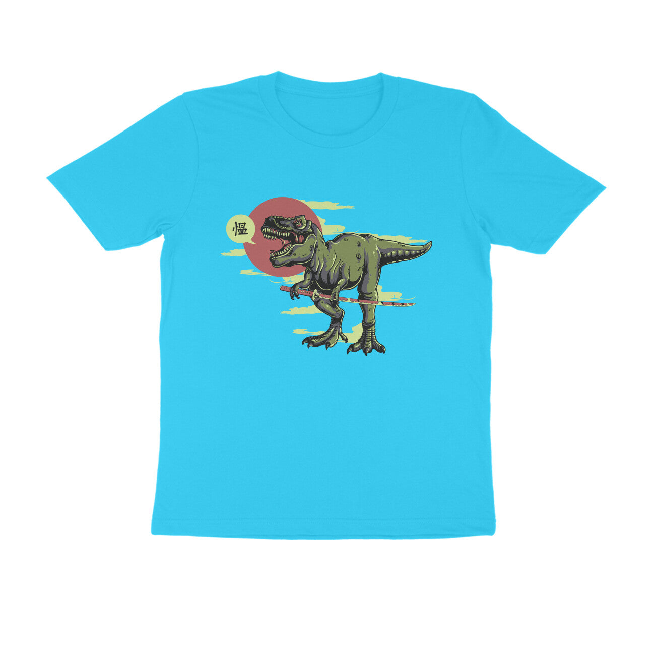 Half Sleeve Round Neck T-Shirt β T-rex Samurai 1 puraidoprints