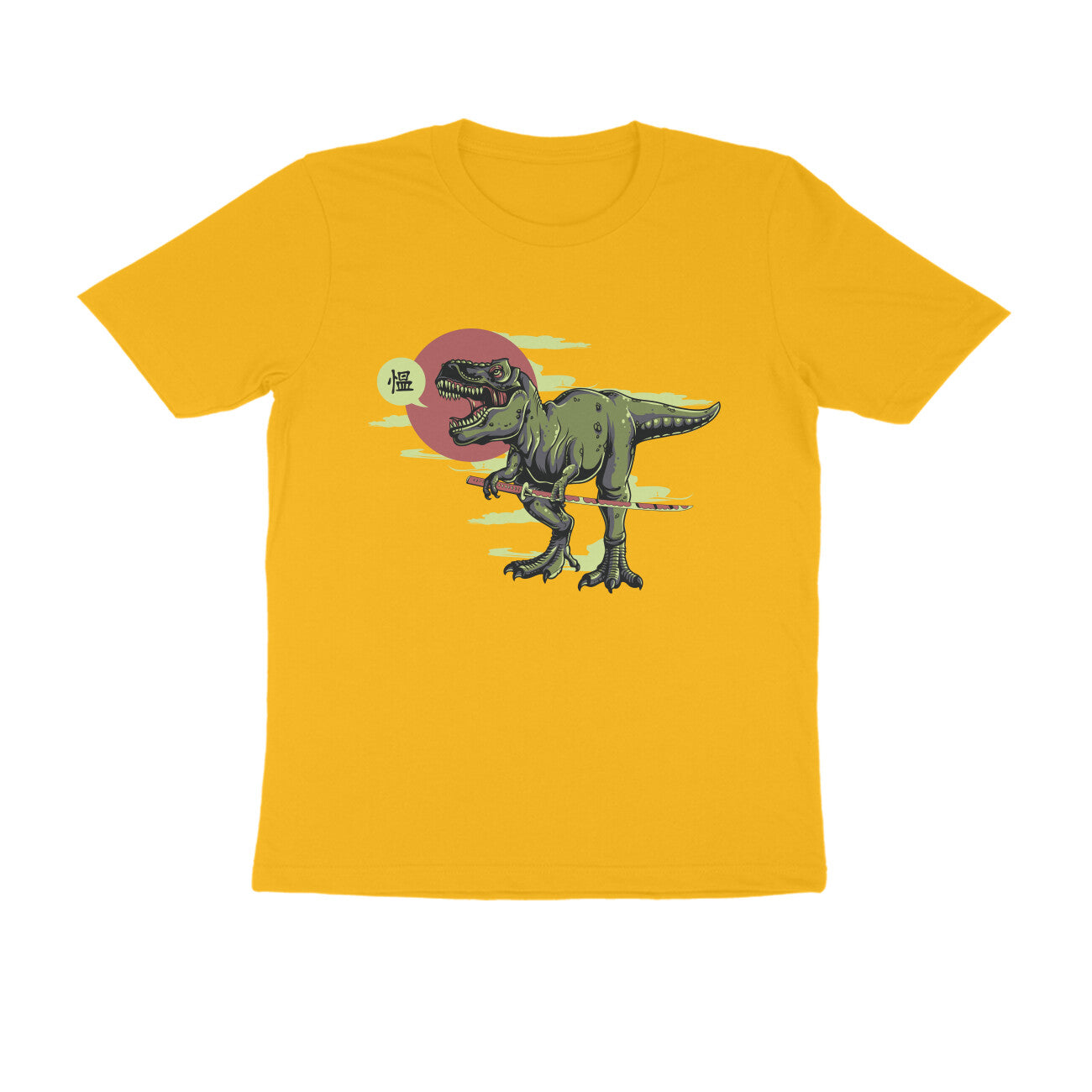 Half Sleeve Round Neck T-Shirt β T-rex Samurai 1 puraidoprints