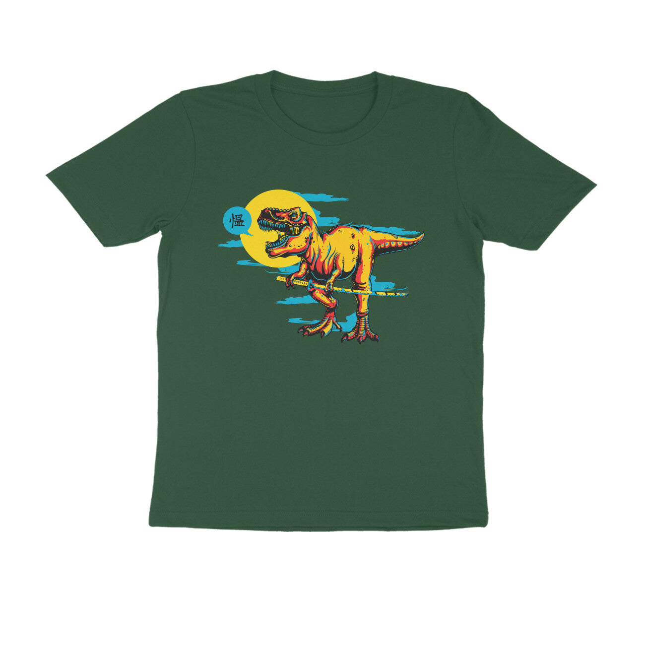 Half Sleeve Round Neck T-Shirt β T-rex Samurai 3 puraidoprints