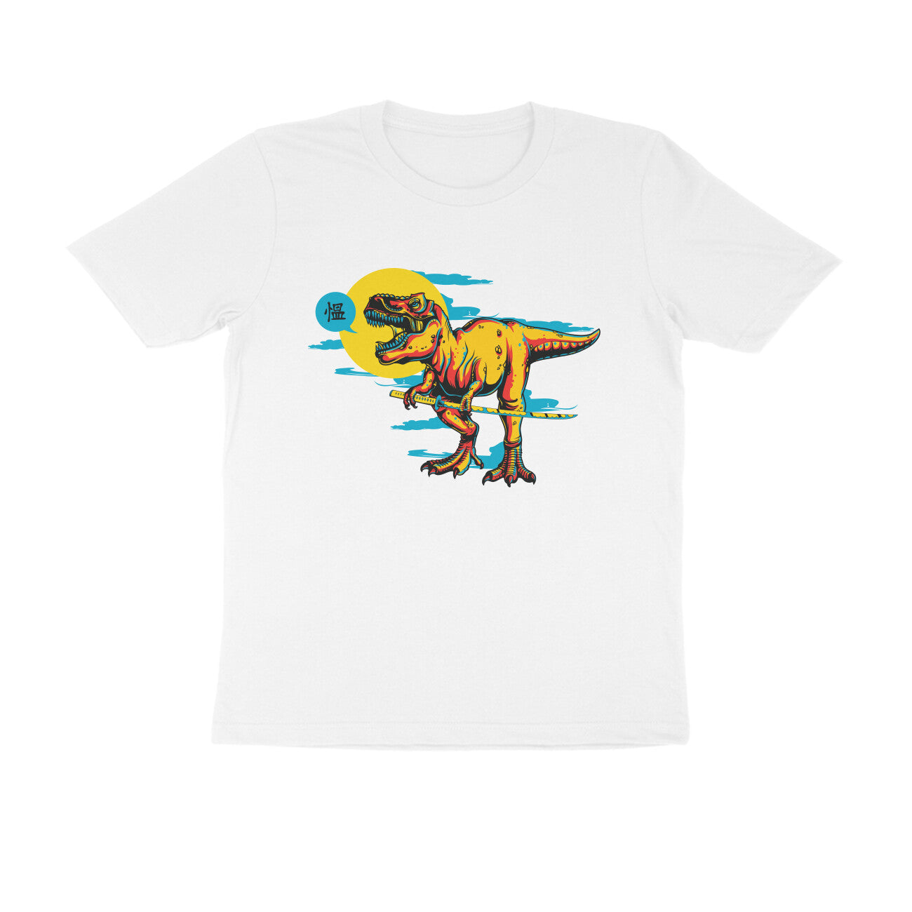 Half Sleeve Round Neck T-Shirt β T-rex Samurai 3 puraidoprints