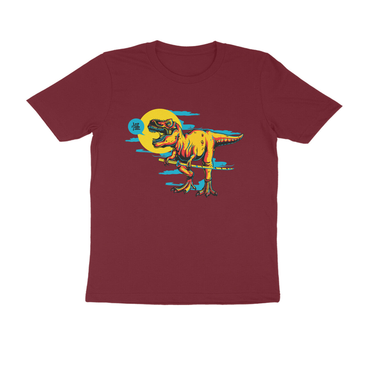 Half Sleeve Round Neck T-Shirt β T-rex Samurai 3 puraidoprints