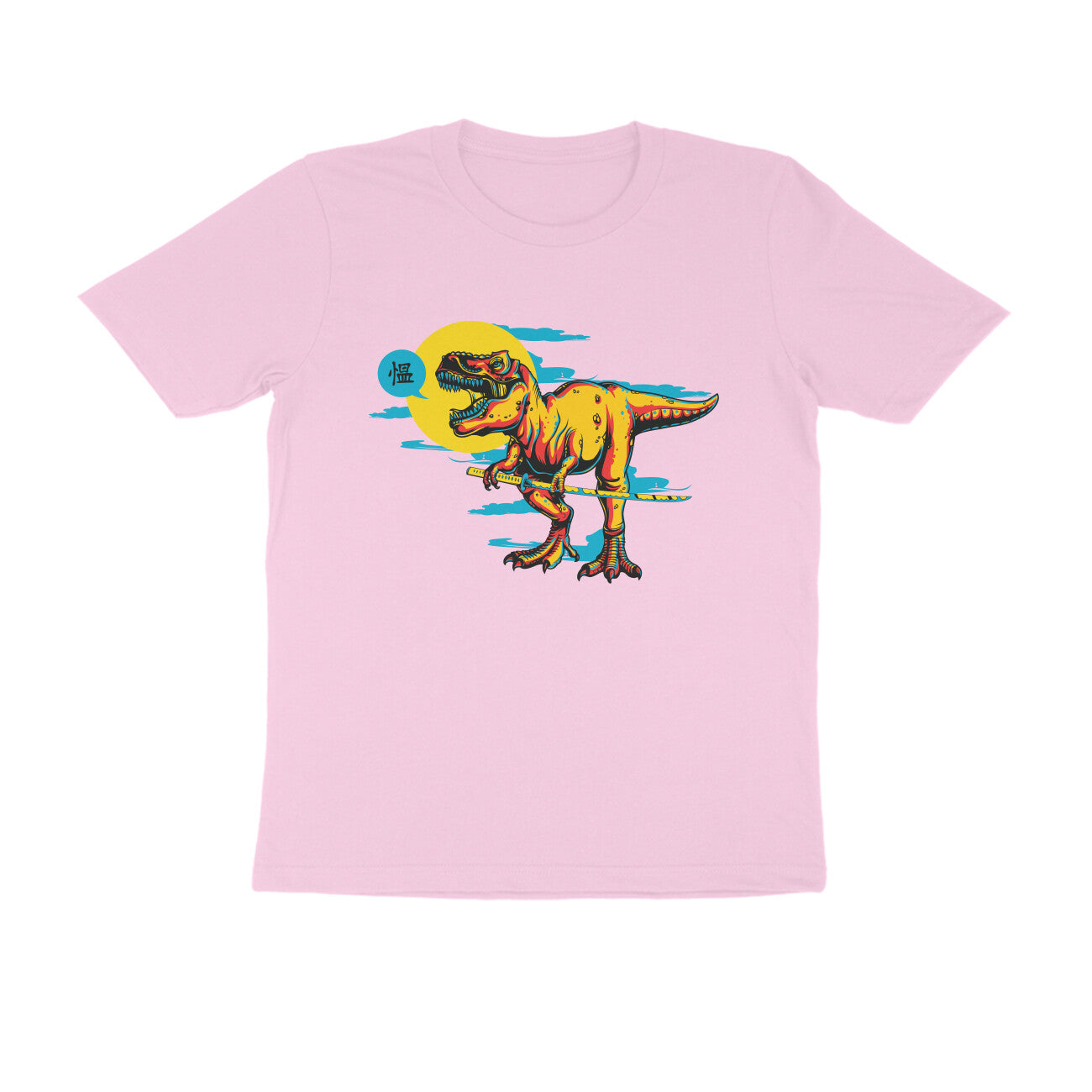 Half Sleeve Round Neck T-Shirt β T-rex Samurai 3 puraidoprints