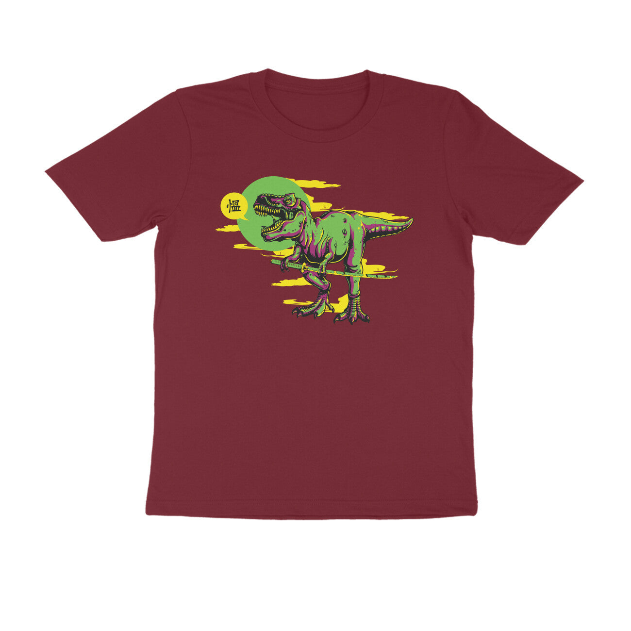 Half Sleeve Round Neck T-Shirt β T-rex Samurai 4 puraidoprints