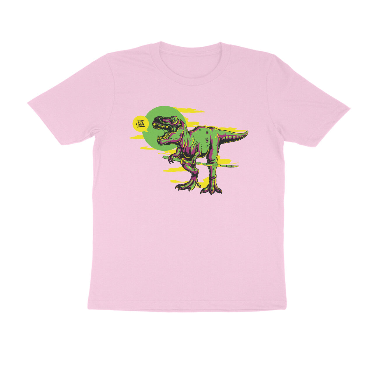 Half Sleeve Round Neck T-Shirt β T-rex Samurai 4 puraidoprints