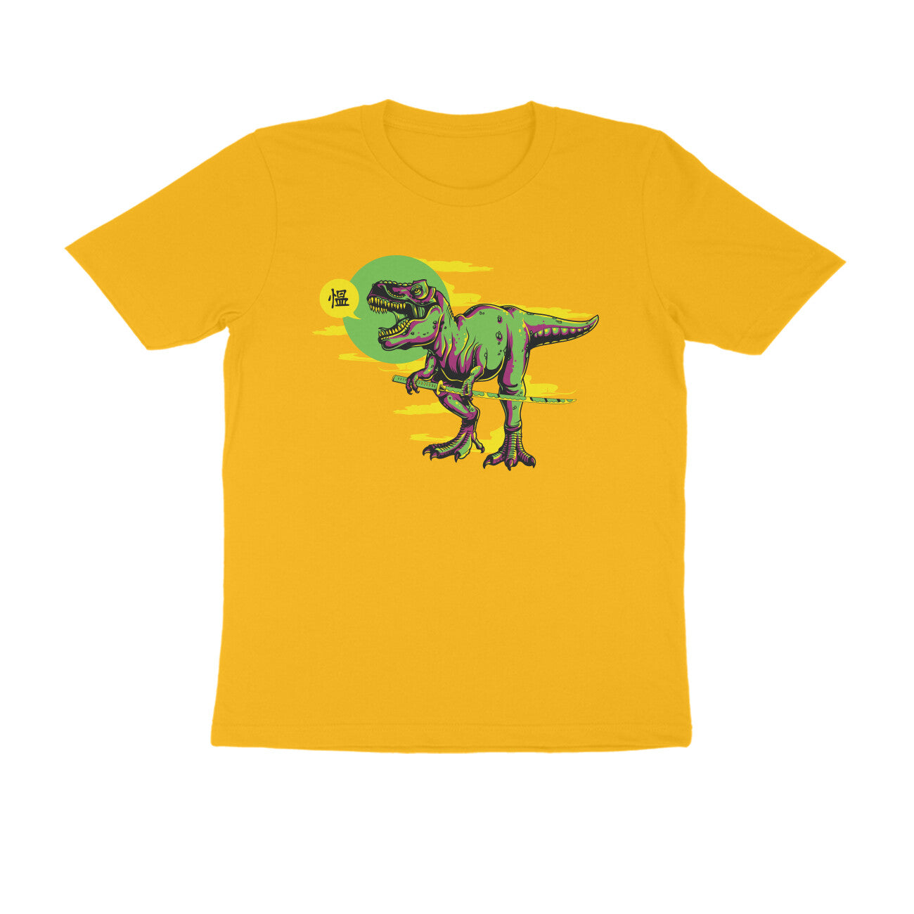 Half Sleeve Round Neck T-Shirt β T-rex Samurai 4 puraidoprints