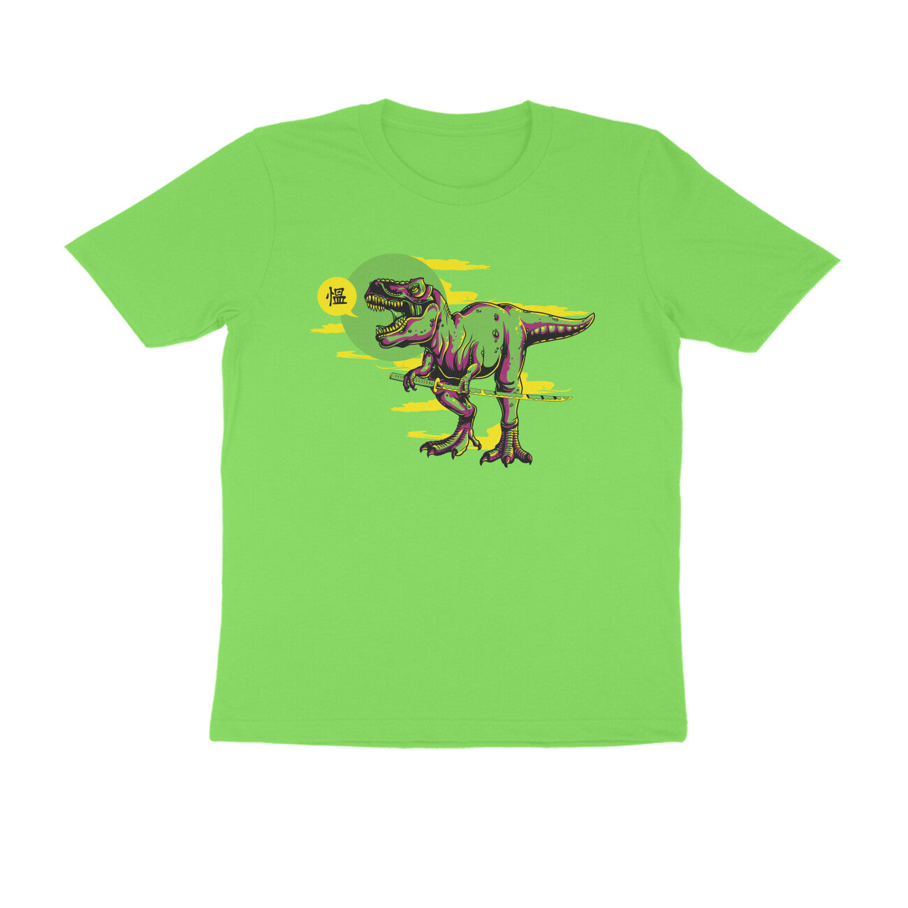 Half Sleeve Round Neck T-Shirt β T-rex Samurai 4 puraidoprints