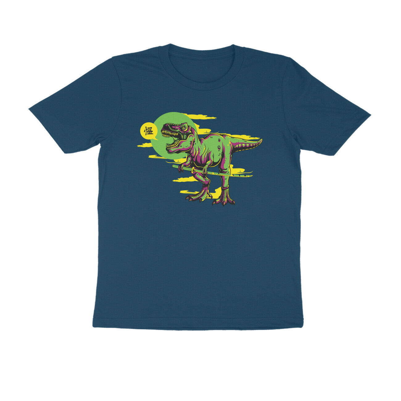 Half Sleeve Round Neck T-Shirt β T-rex Samurai 4 puraidoprints