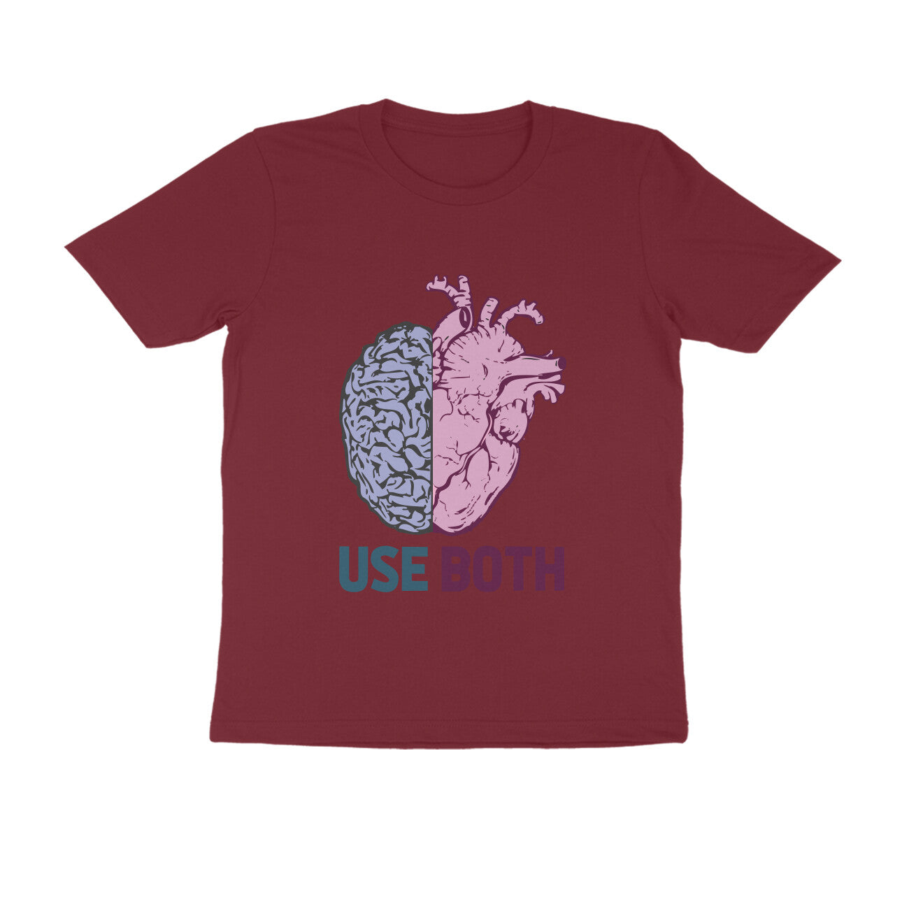 Half Sleeve Round Neck T-Shirt β Use Heart & Brain puraidoprints