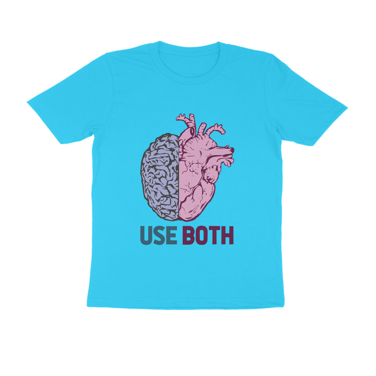 Half Sleeve Round Neck T-Shirt β Use Heart & Brain puraidoprints