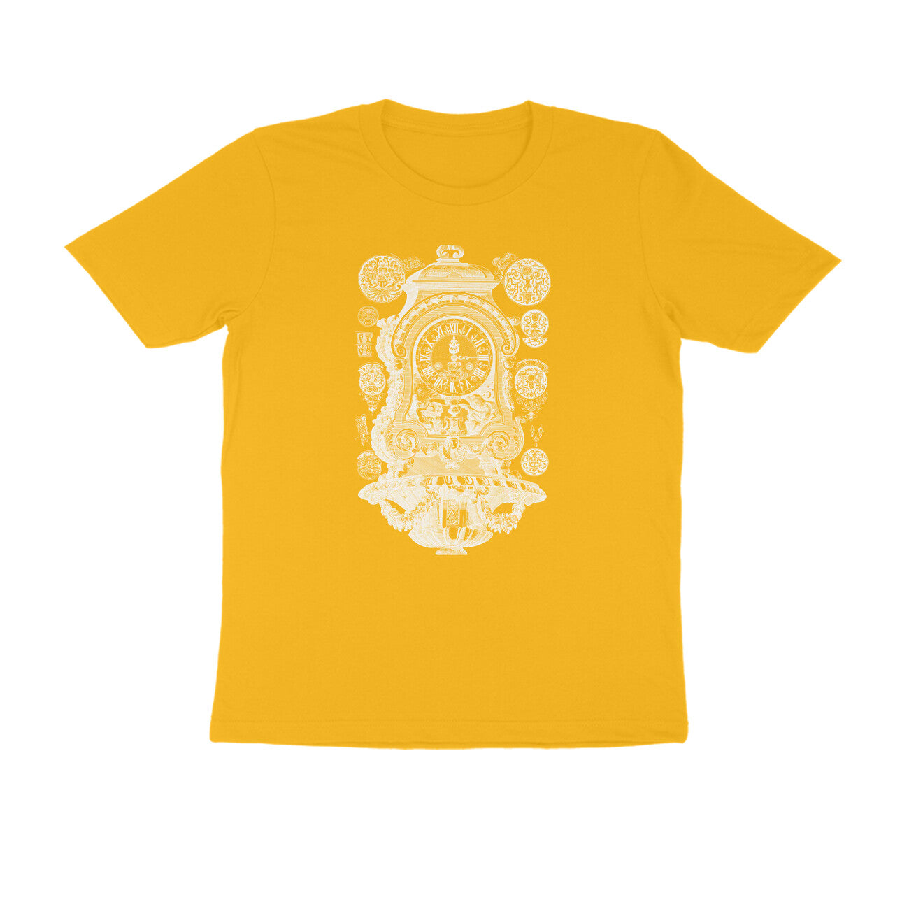 Half Sleeve Round Neck T-Shirt β White Vintage clock puraidoprints
