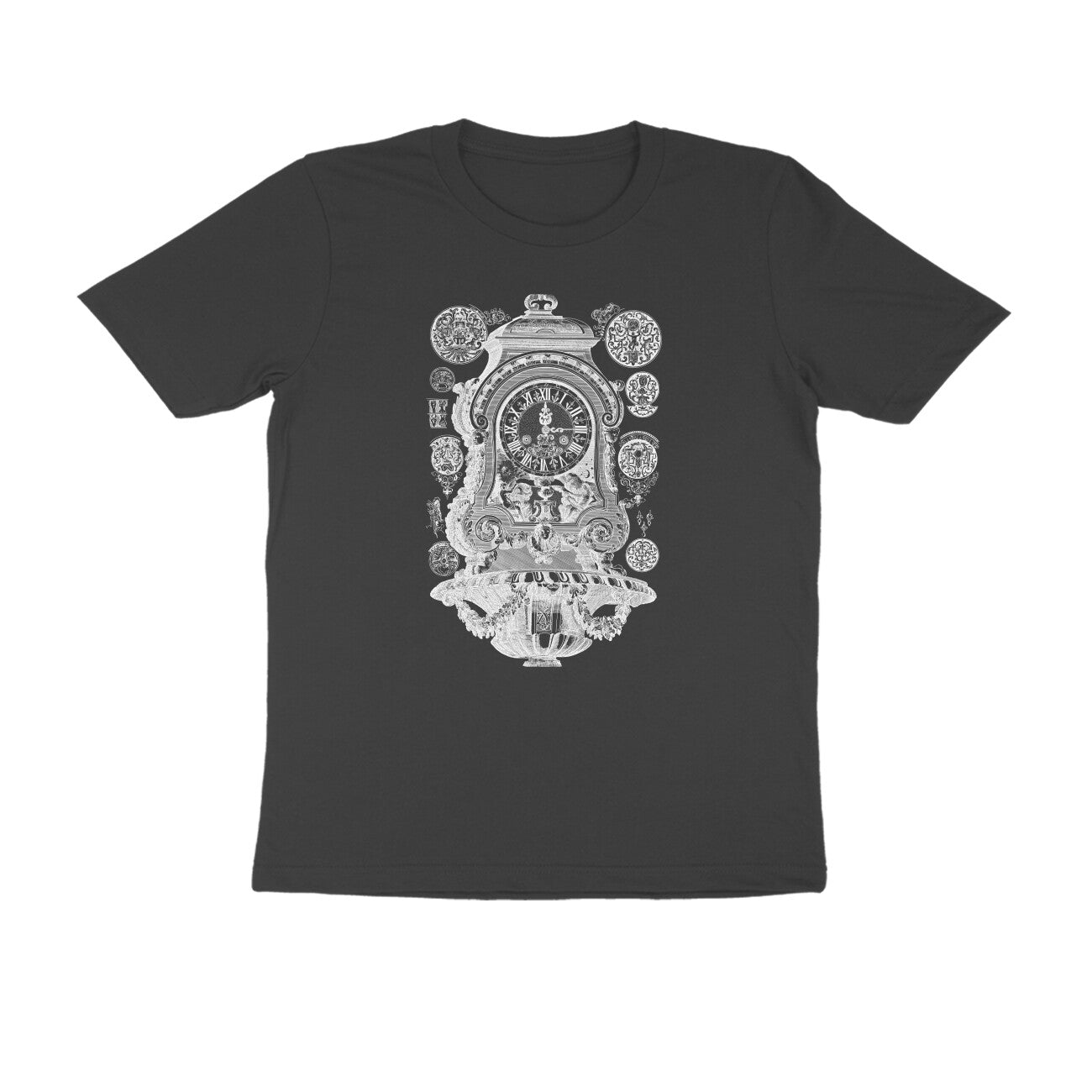 Half Sleeve Round Neck T-Shirt β White Vintage clock puraidoprints