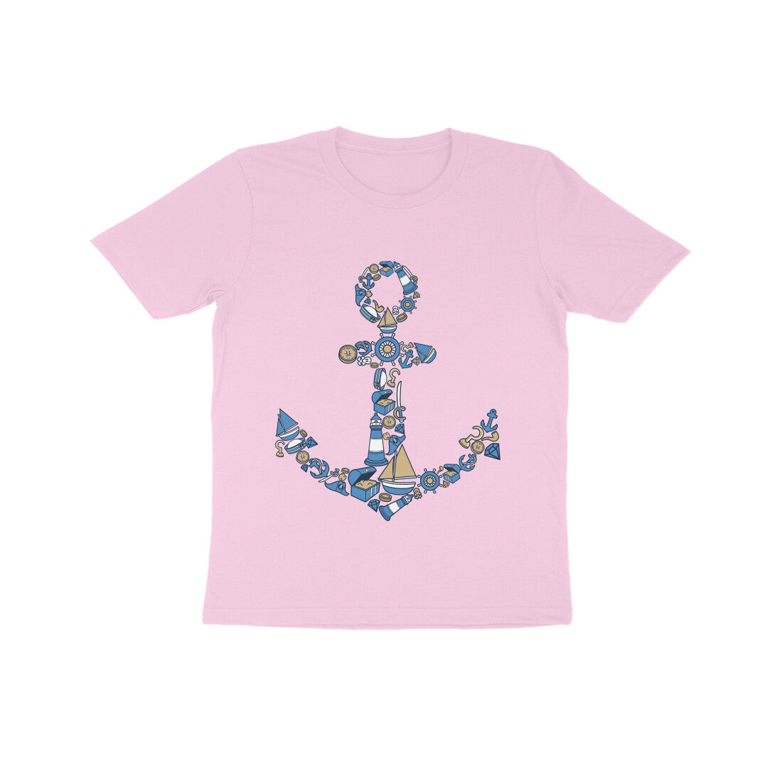 Kids' Half Sleeve Round Neck Tshirt β Anchor Blue puraidoprints