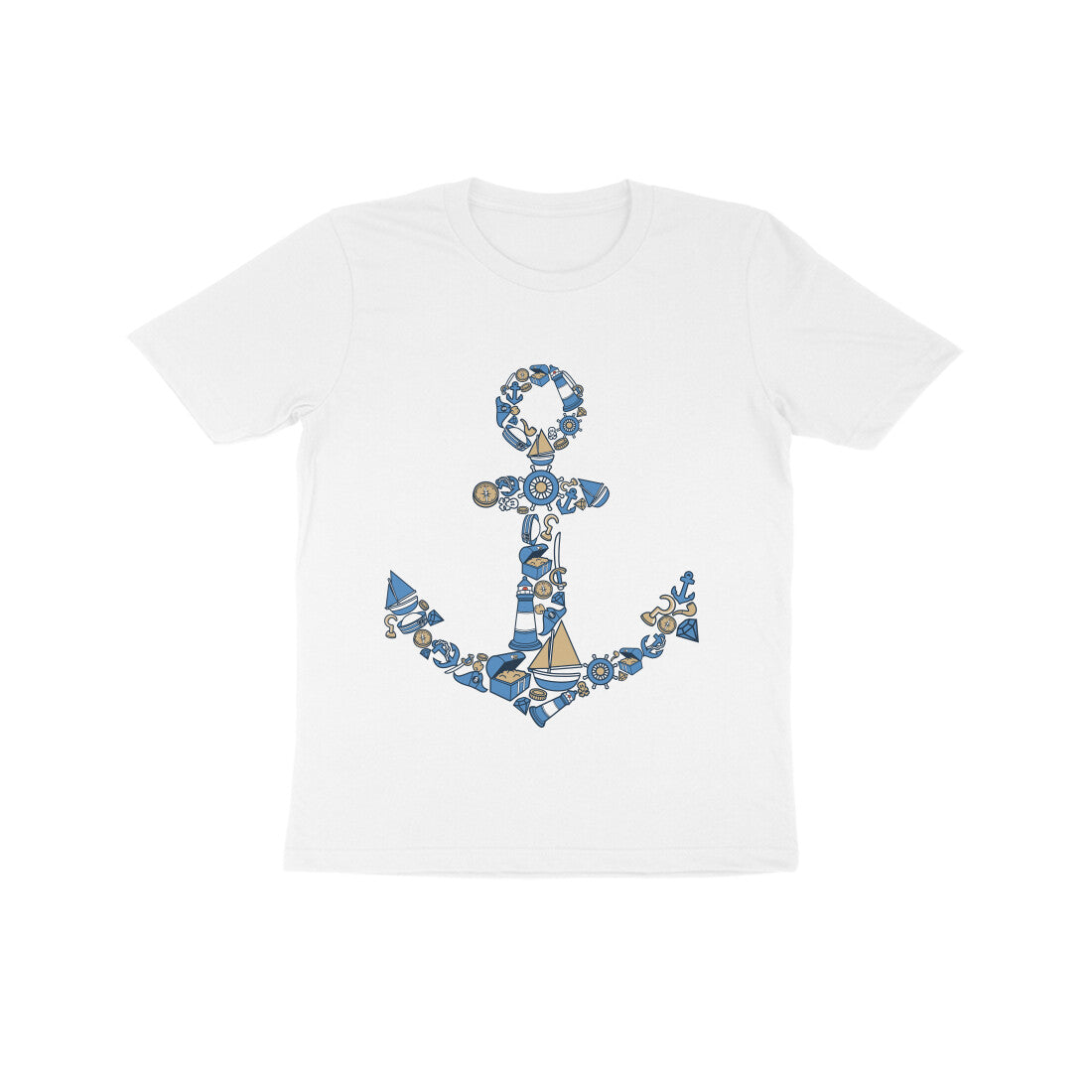 Kids' Half Sleeve Round Neck Tshirt β Anchor Blue puraidoprints