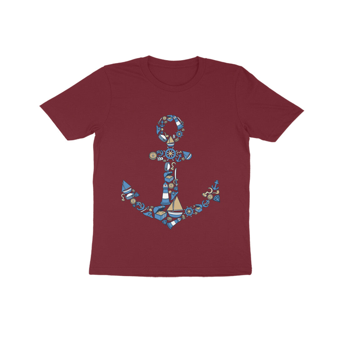 Kids' Half Sleeve Round Neck Tshirt β Anchor Blue puraidoprints