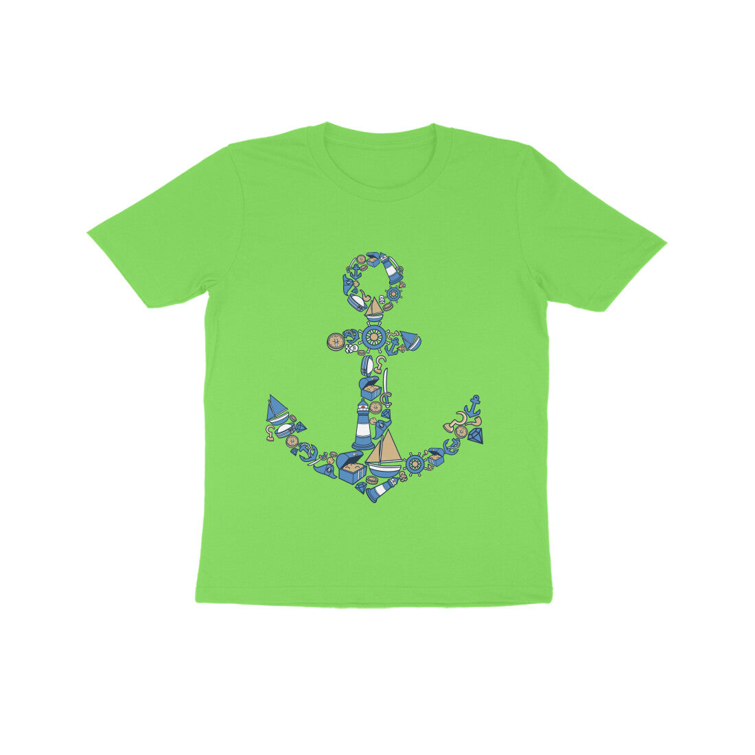 Kids' Half Sleeve Round Neck Tshirt β Anchor Blue puraidoprints