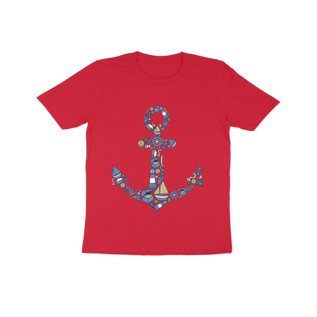 Kids' Half Sleeve Round Neck Tshirt β Anchor Blue puraidoprints