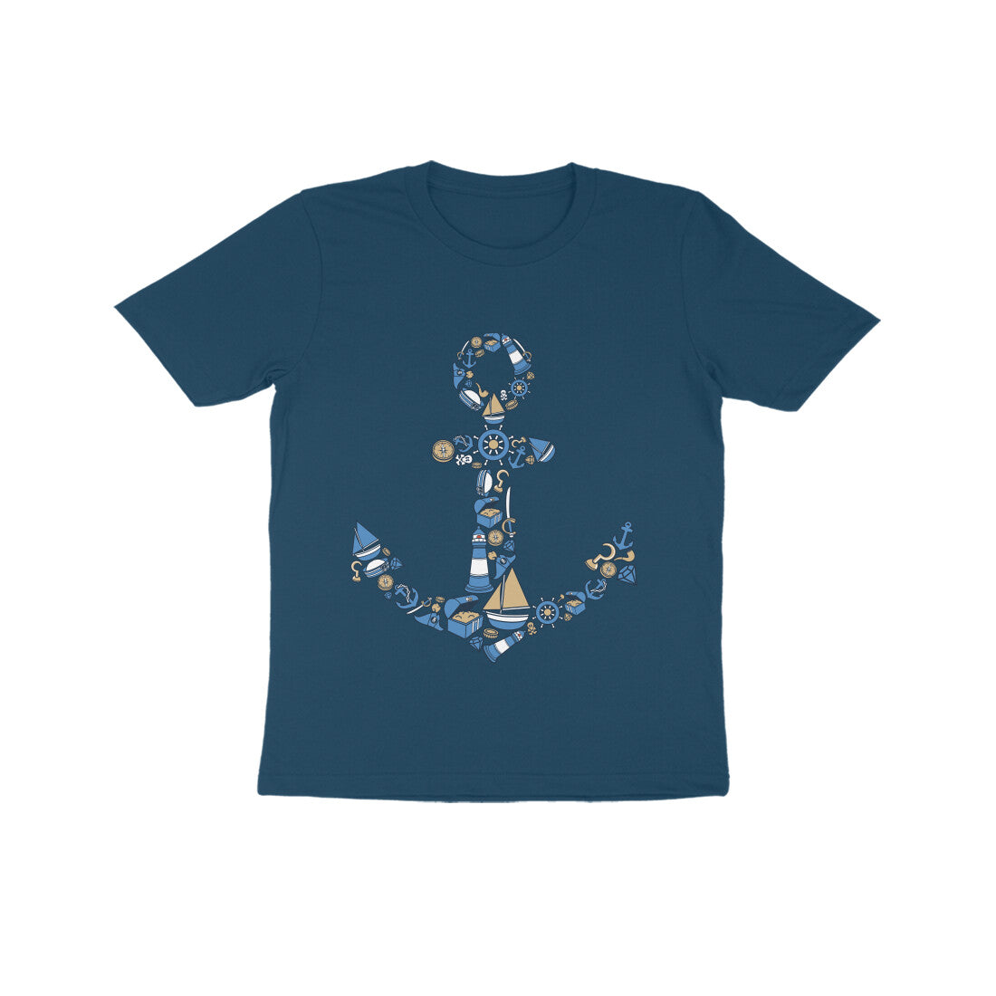 Kids' Half Sleeve Round Neck Tshirt β Anchor Blue puraidoprints