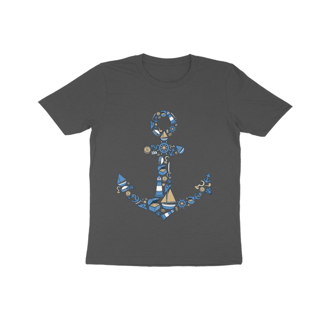 Kids' Half Sleeve Round Neck Tshirt β Anchor Blue puraidoprints