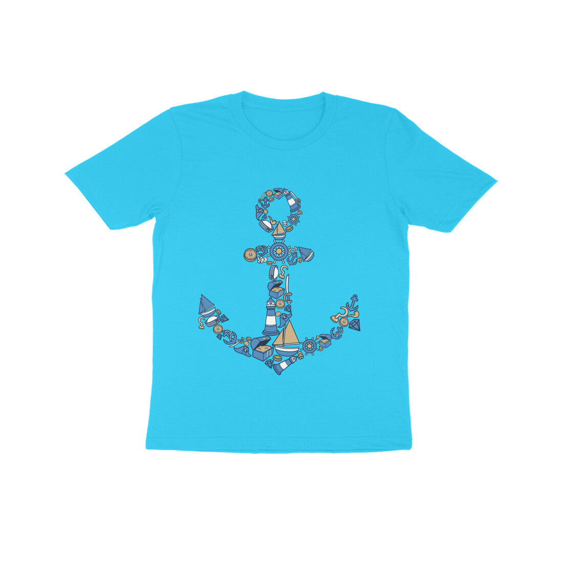 Kids' Half Sleeve Round Neck Tshirt β Anchor Blue puraidoprints