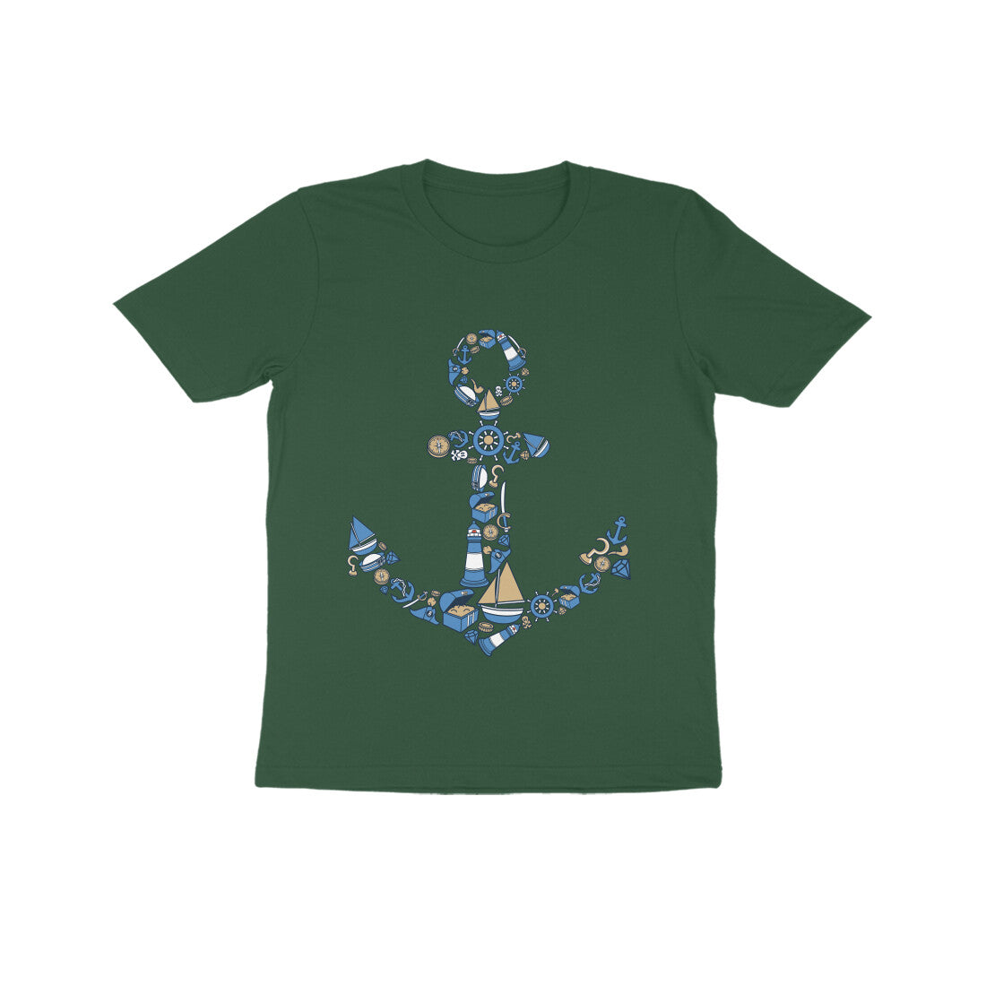 Kids' Half Sleeve Round Neck Tshirt β Anchor Blue puraidoprints
