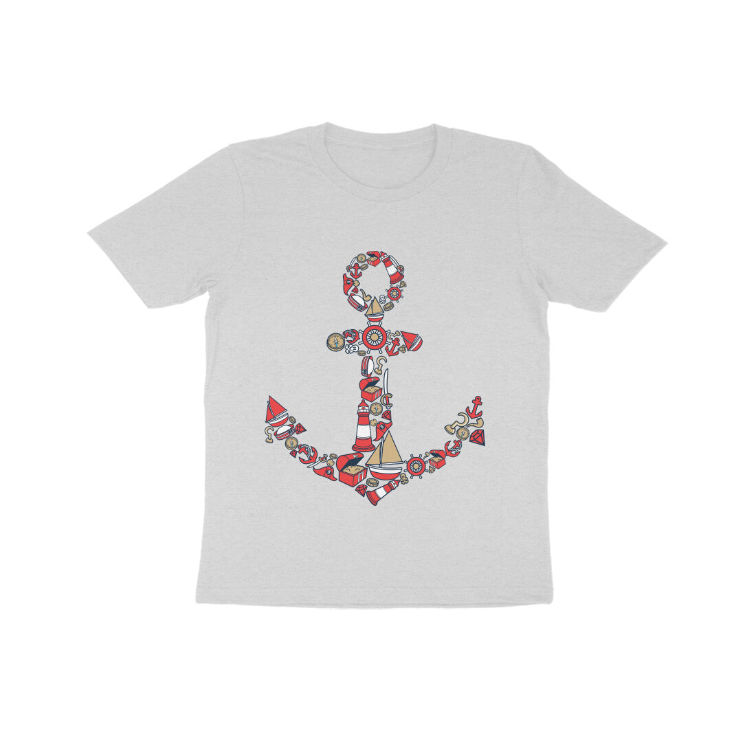 Kids' Half Sleeve Round Neck Tshirt β Anchor Red puraidoprints