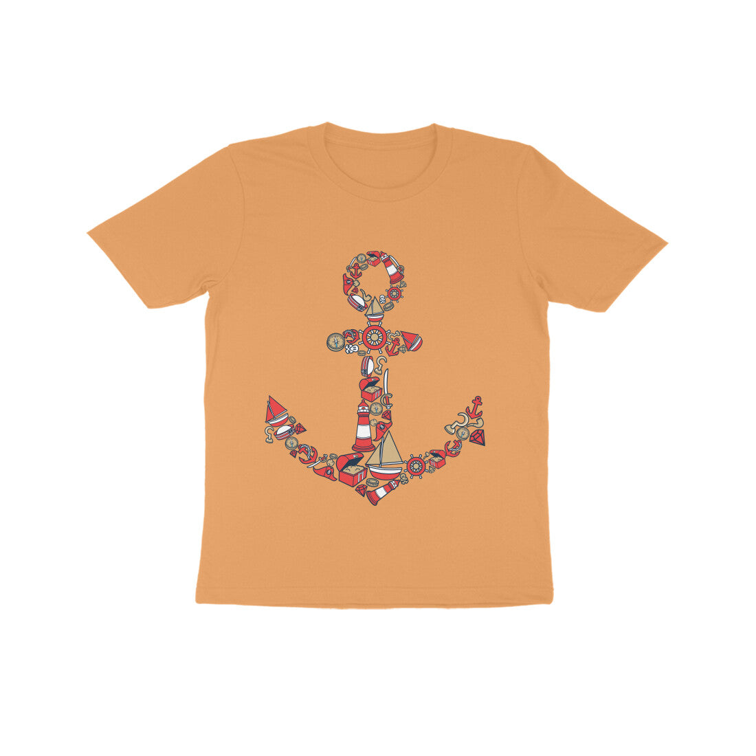 Kids' Half Sleeve Round Neck Tshirt β Anchor Red puraidoprints