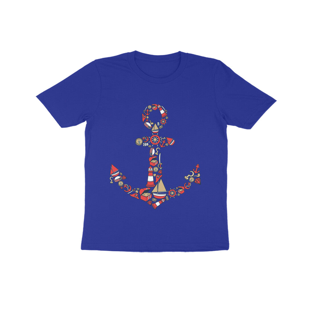 Kids' Half Sleeve Round Neck Tshirt β Anchor Red puraidoprints