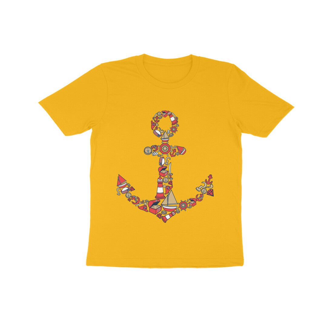 Kids' Half Sleeve Round Neck Tshirt β Anchor Red puraidoprints