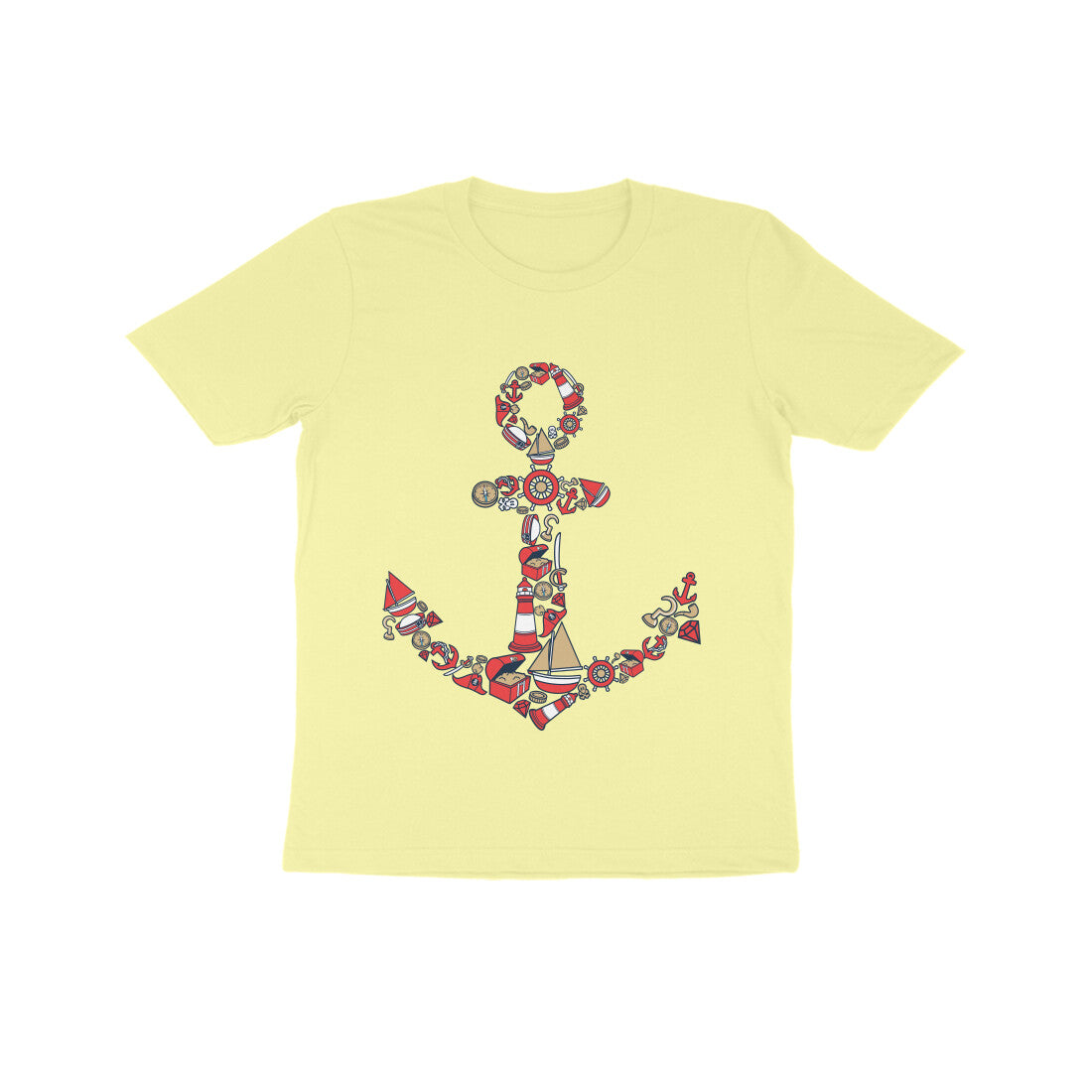 Kids' Half Sleeve Round Neck Tshirt β Anchor Red puraidoprints