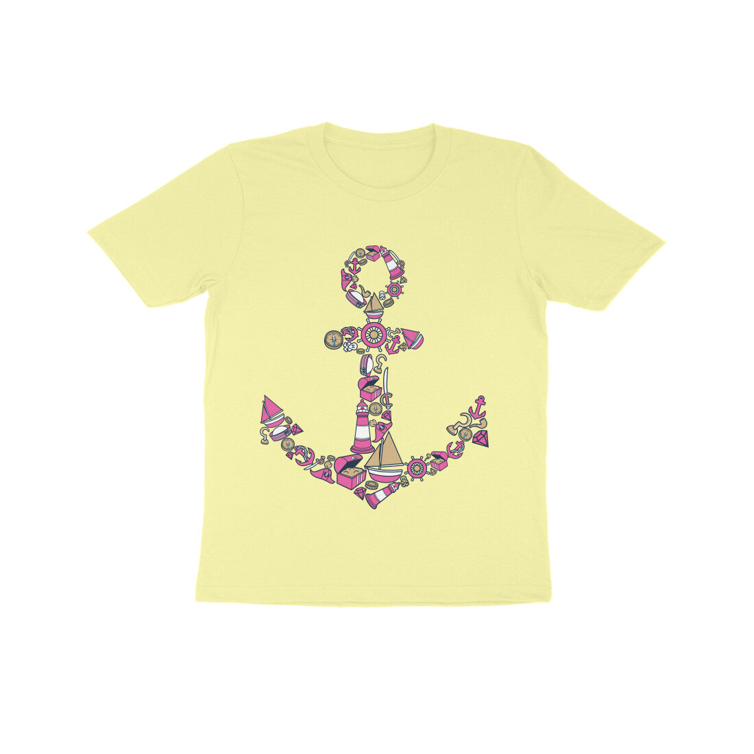 Kids' Half Sleeve Round Neck Tshirt β Anchor Yellow puraidoprints