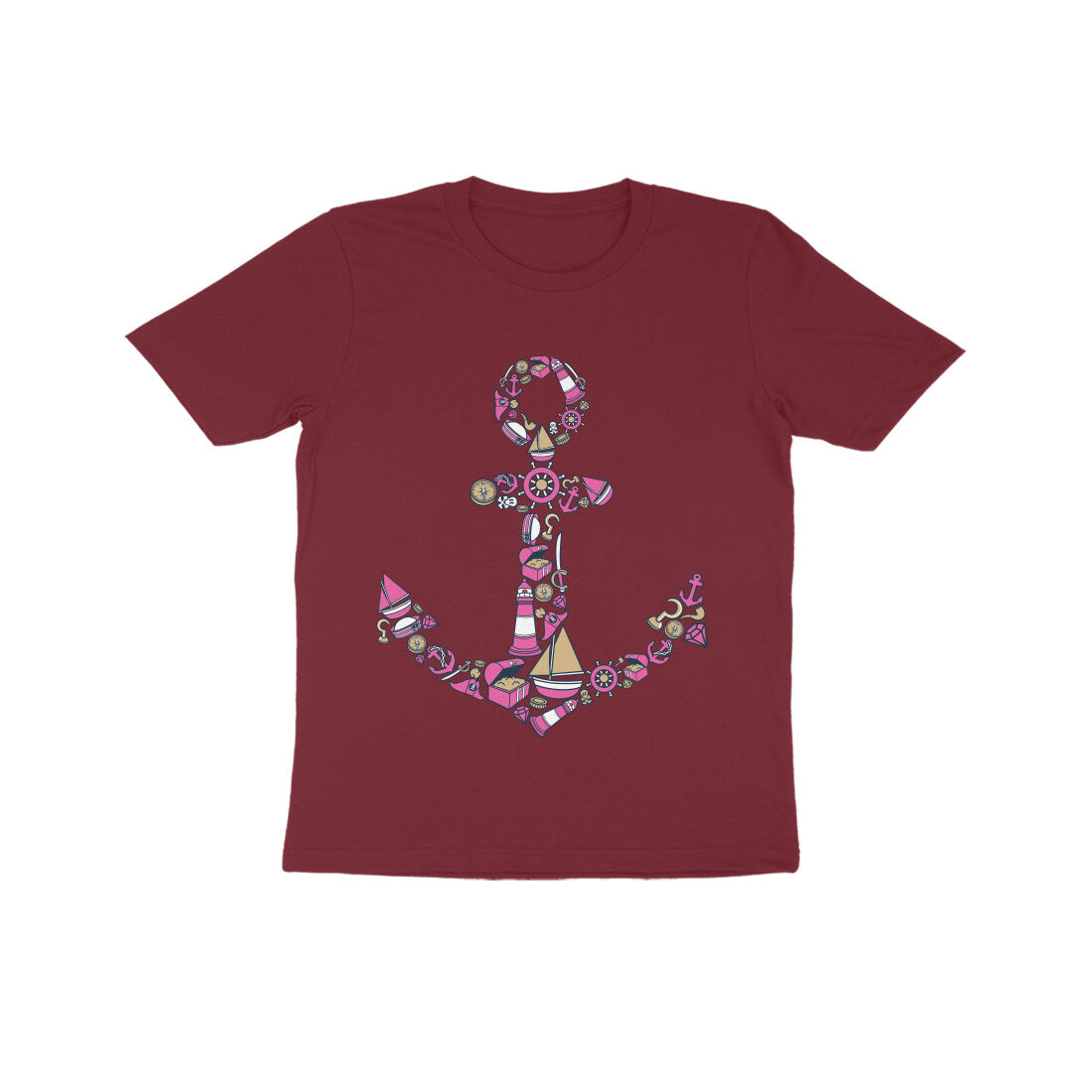 Kids' Half Sleeve Round Neck Tshirt β Anchor Yellow puraidoprints