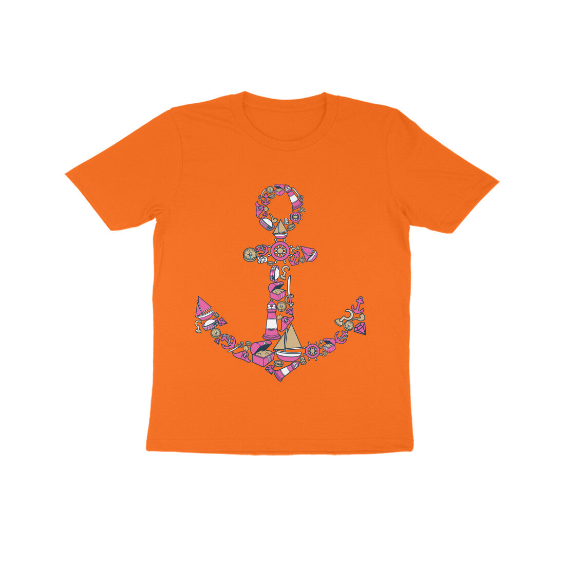 Kids' Half Sleeve Round Neck Tshirt β Anchor Yellow puraidoprints