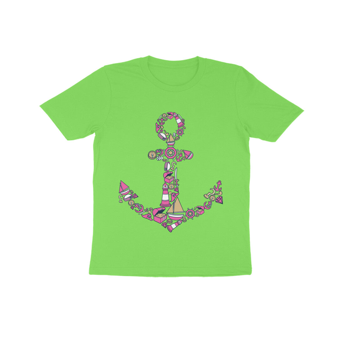 Kids' Half Sleeve Round Neck Tshirt β Anchor Yellow puraidoprints