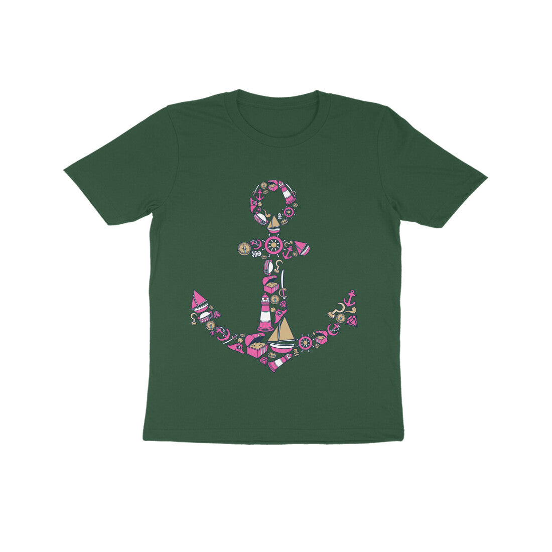Kids' Half Sleeve Round Neck Tshirt β Anchor Yellow puraidoprints